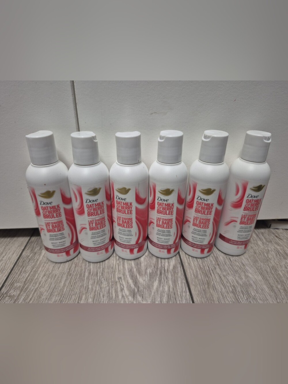 Lot Of 6 Dove Plant Milk Cleansing Body Wash Oat Milk & Berry Brulee, 2.98 fl oz